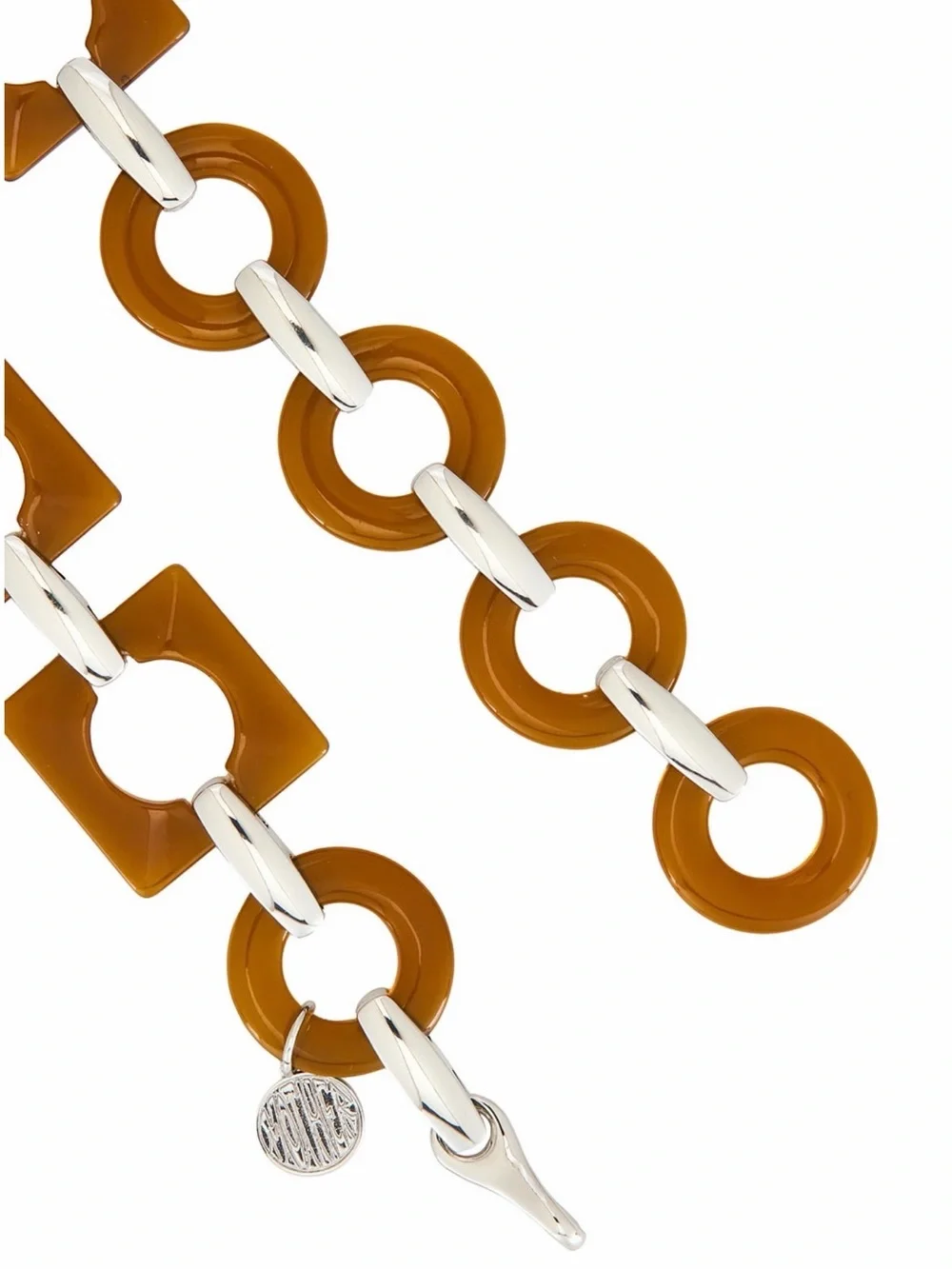 MOTHER Adjustable Brown Resin Link Chain Belt with Silver Accents Sz M ✨NWT✨ - Picture 8 of 12